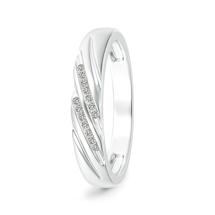1.15mm KI3 Slanted Channel Set Diamond Wedding Band for Him in White Gold 