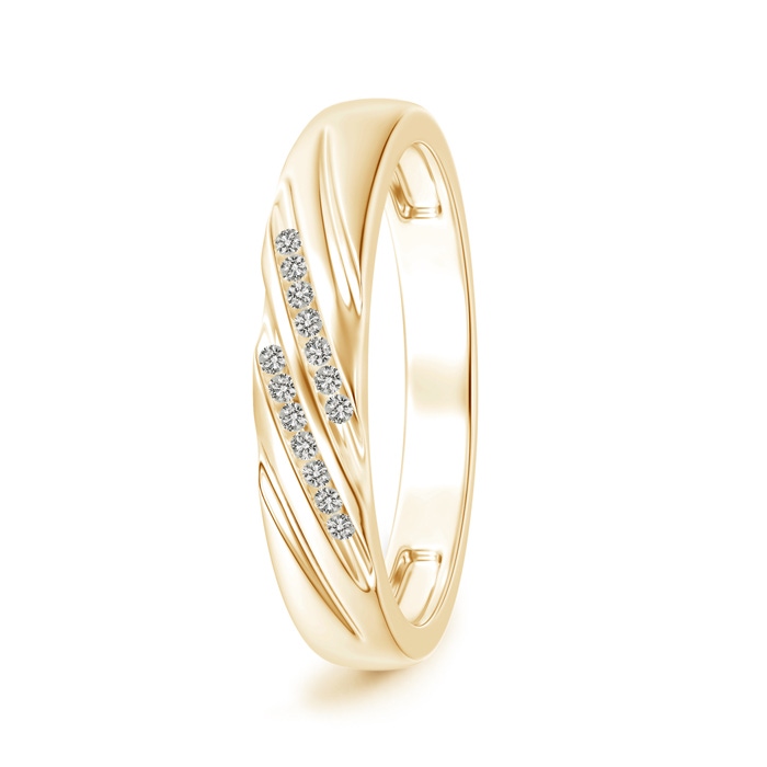 1.15mm KI3 Slanted Channel Set Diamond Wedding Band for Him in Yellow Gold 
