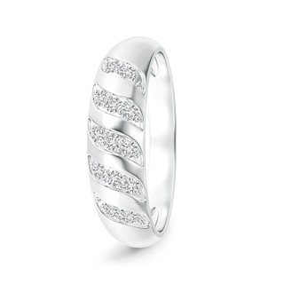 1.8mm HSI2 Pavé-Set Wavy Diamond Dome Wedding Band for Him in White Gold
