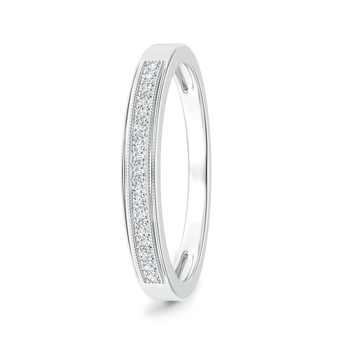 1.2mm GVS2 Milgrain-Edged Pavé Set Diamond Half Eternity Men's Wedding Band in White Gold 