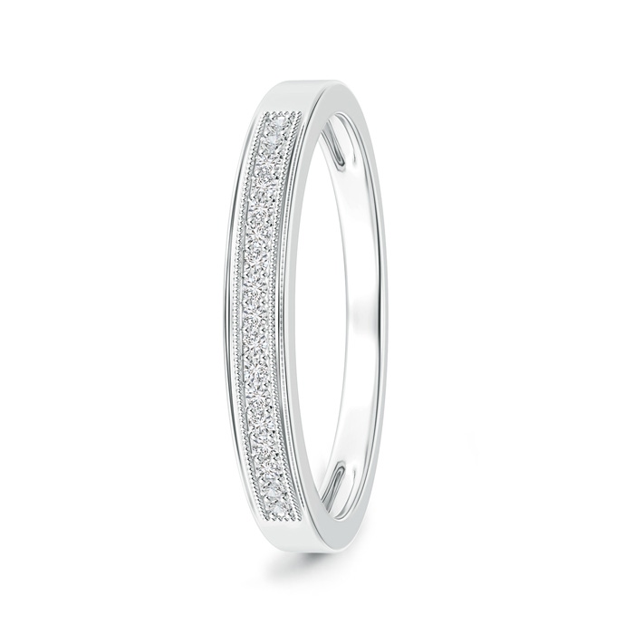 1.2mm HSI2 Milgrain-Edged Pavé Set Diamond Half Eternity Men's Wedding Band in P950 Platinum 