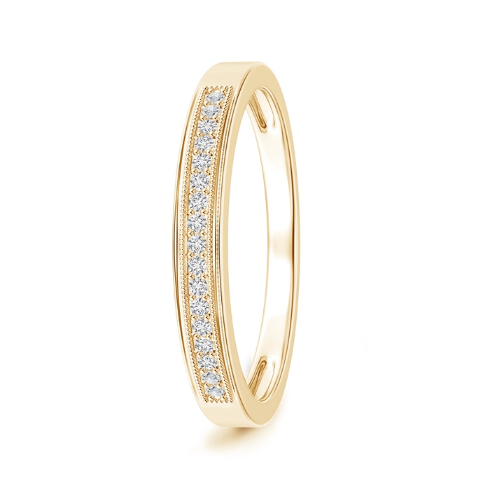 1.2mm HSI2 Milgrain-Edged Pavé Set Diamond Half Eternity Men's Wedding Band in Yellow Gold 