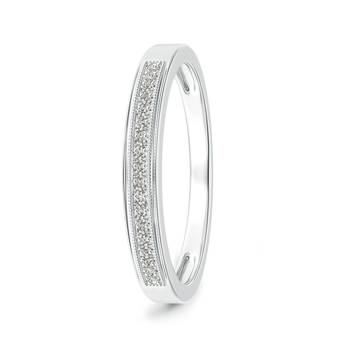 1.2mm KI3 Milgrain-Edged Pavé Set Diamond Half Eternity Men's Wedding Band in P950 Platinum 