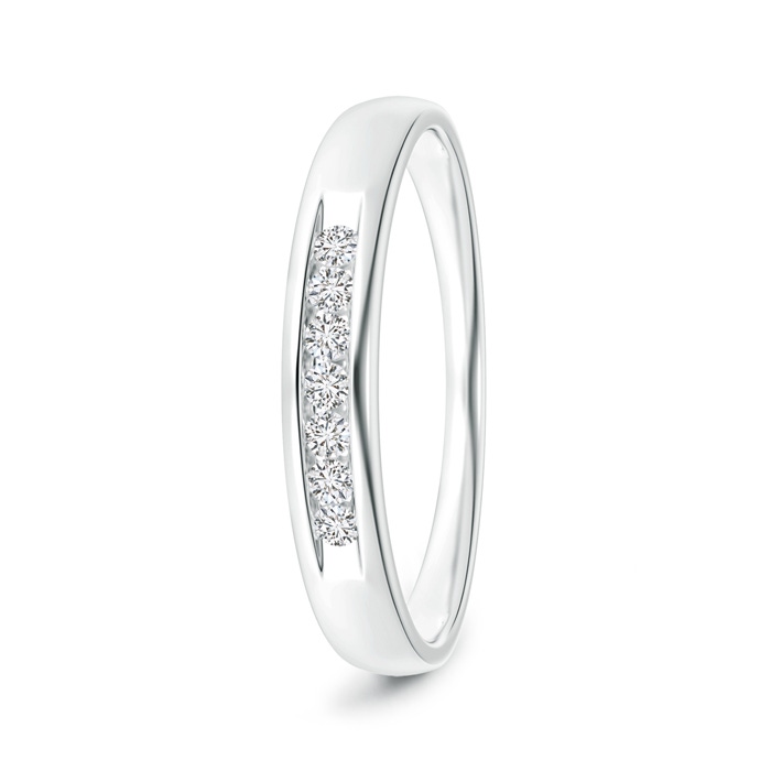 1.8mm HSI2 Channel Grooved Classic Diamond Men's Wedding Band in White Gold