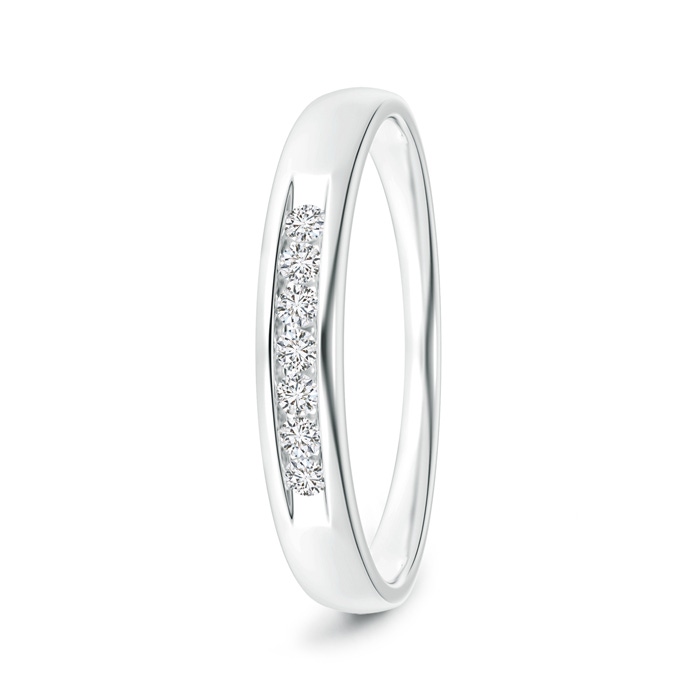 1.8mm HSI2 Channel Grooved Classic Diamond Men's Wedding Band in White Gold 