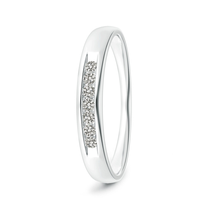 1.8mm KI3 Channel Grooved Classic Diamond Men's Wedding Band in White Gold 
