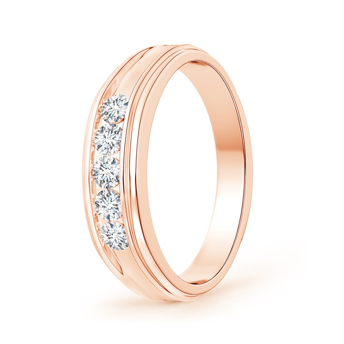 2.9mm GVS2 Channel-Set Diamond Five Stone Men's Wedding Band in Rose Gold 
