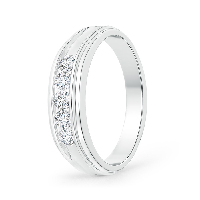 2.9mm GVS2 Channel-Set Diamond Five Stone Men's Wedding Band in White Gold 