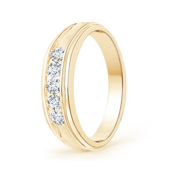 2.9mm GVS2 Channel-Set Diamond Five Stone Men's Wedding Band in Yellow Gold 