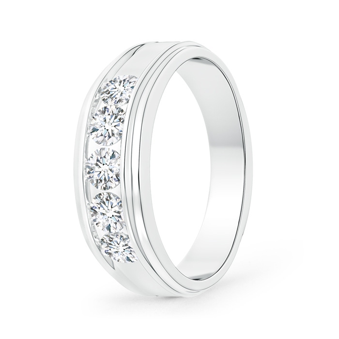 3.8mm GVS2 Channel-Set Diamond Five Stone Men's Wedding Band in P950 Platinum 
