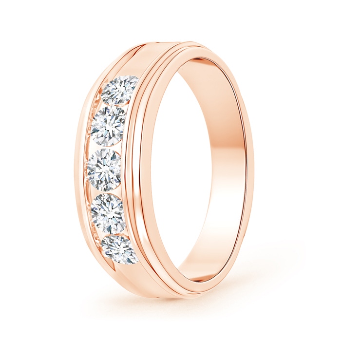 3.8mm GVS2 Channel-Set Diamond Five Stone Men's Wedding Band in Rose Gold 