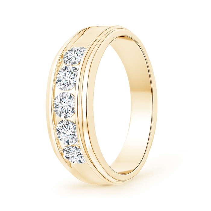 3.8mm GVS2 Channel-Set Diamond Five Stone Men's Wedding Band in Yellow Gold 