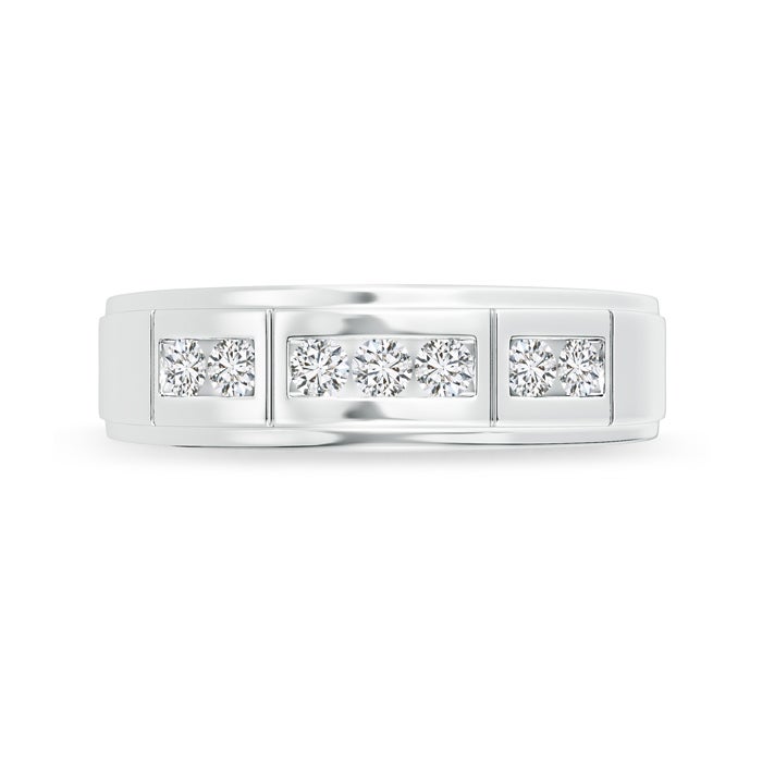 2.5mm HSI2 Step-Edged Channel-Set Diamond Men's Wedding Band in White Gold - side 2