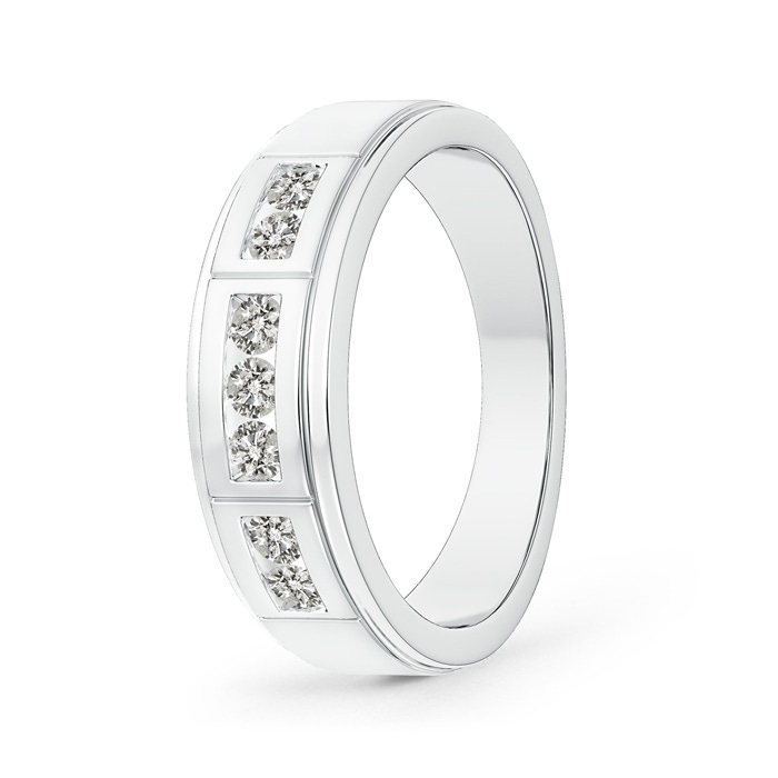 2.5mm KI3 Step-Edged Channel-Set Diamond Men's Wedding Band in White Gold 