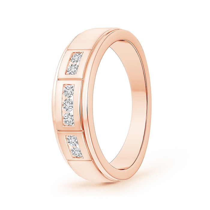 2mm HSI2 Step-Edged Channel-Set Diamond Men's Wedding Band in Rose Gold 