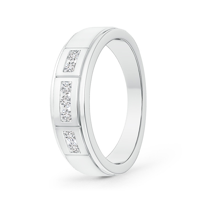 2mm HSI2 Step-Edged Channel-Set Diamond Men's Wedding Band in White Gold 