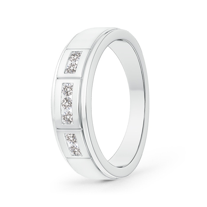 2mm IJI1I2 Step-Edged Channel-Set Diamond Men's Wedding Band in White Gold 