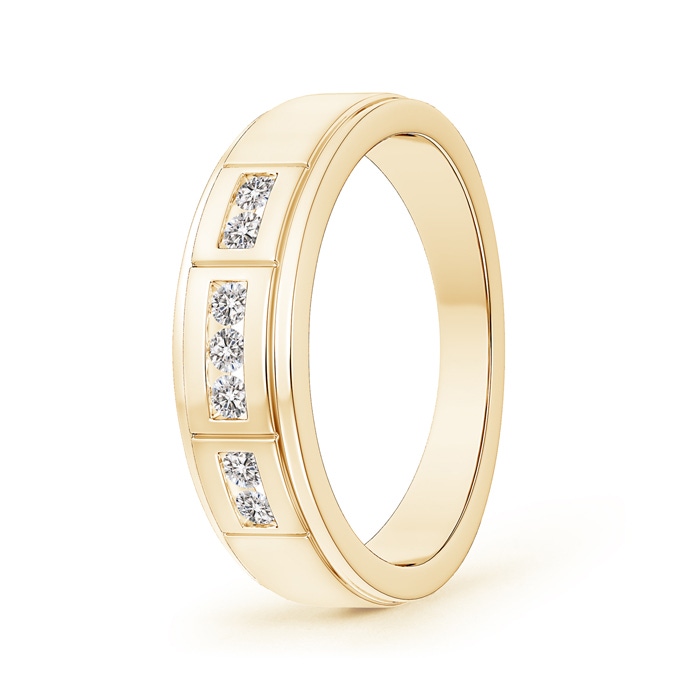 2mm IJI1I2 Step-Edged Channel-Set Diamond Men's Wedding Band in Yellow Gold 