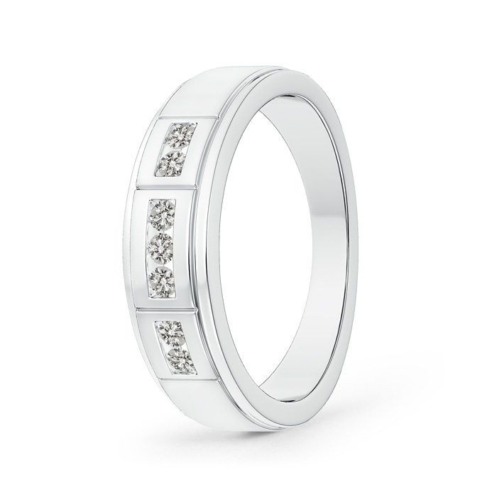 2mm KI3 Step-Edged Channel-Set Diamond Men's Wedding Band in White Gold 