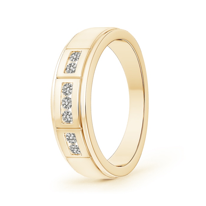 2mm KI3 Step-Edged Channel-Set Diamond Men's Wedding Band in Yellow Gold 
