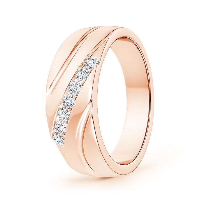 2.3mm GVS2 Channel-Set Slanted Diamond 7-Stone Wedding Band for Him in Rose Gold 