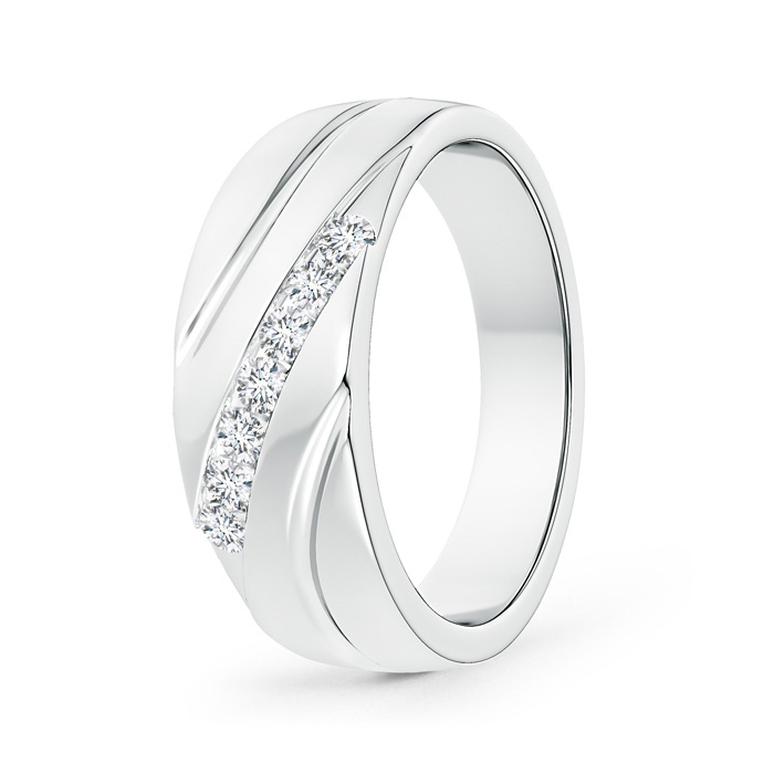 2.3mm GVS2 Channel-Set Slanted Diamond 7-Stone Wedding Band for Him in White Gold