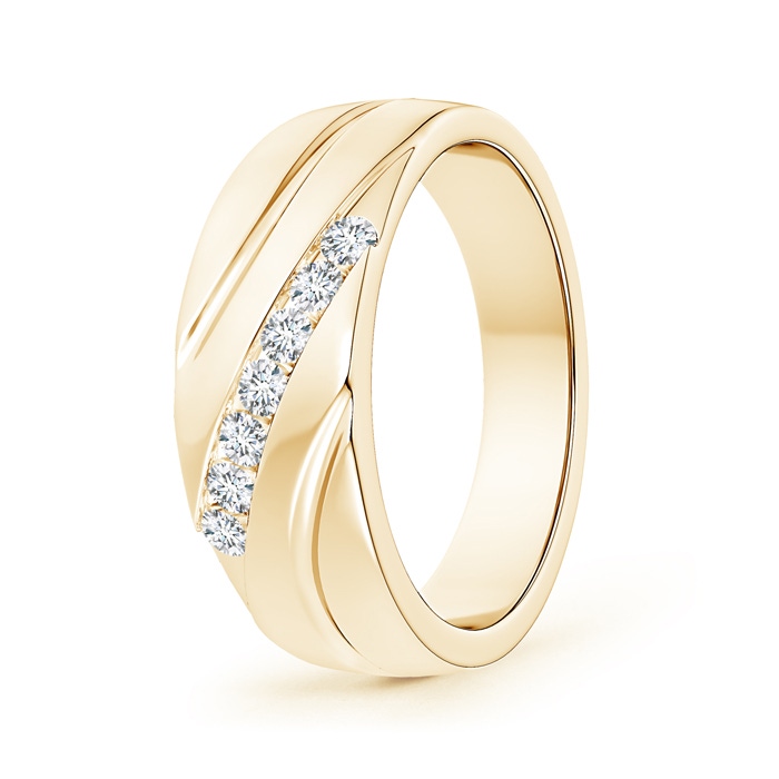 2.3mm GVS2 Channel-Set Slanted Diamond 7-Stone Wedding Band for Him in Yellow Gold 