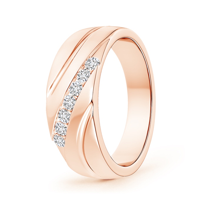 2.3mm HSI2 Channel-Set Slanted Diamond 7-Stone Wedding Band for Him in Rose Gold 