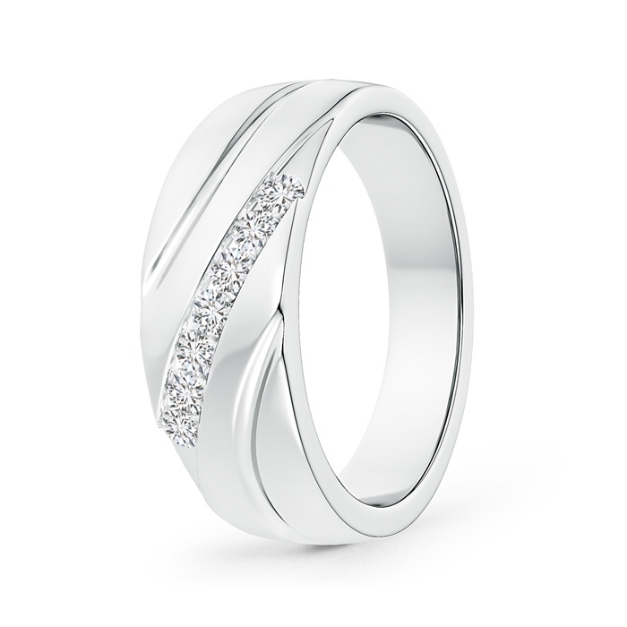 2.3mm HSI2 Channel-Set Slanted Diamond 7-Stone Wedding Band for Him in White Gold 