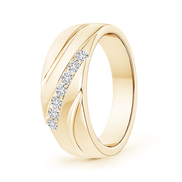 2.3mm HSI2 Channel-Set Slanted Diamond 7-Stone Wedding Band for Him in Yellow Gold 