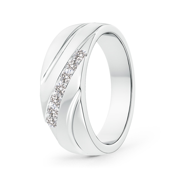 2.3mm IJI1I2 Channel-Set Slanted Diamond 7-Stone Wedding Band for Him in White Gold 