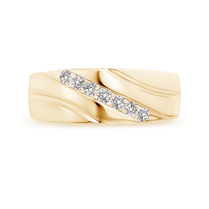 2.3mm IJI1I2 Channel-Set Slanted Diamond 7-Stone Wedding Band for Him in Yellow Gold side-2