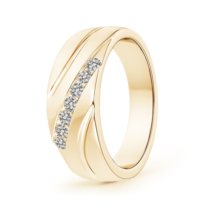 2.3mm KI3 Channel-Set Slanted Diamond 7-Stone Wedding Band for Him in Yellow Gold 