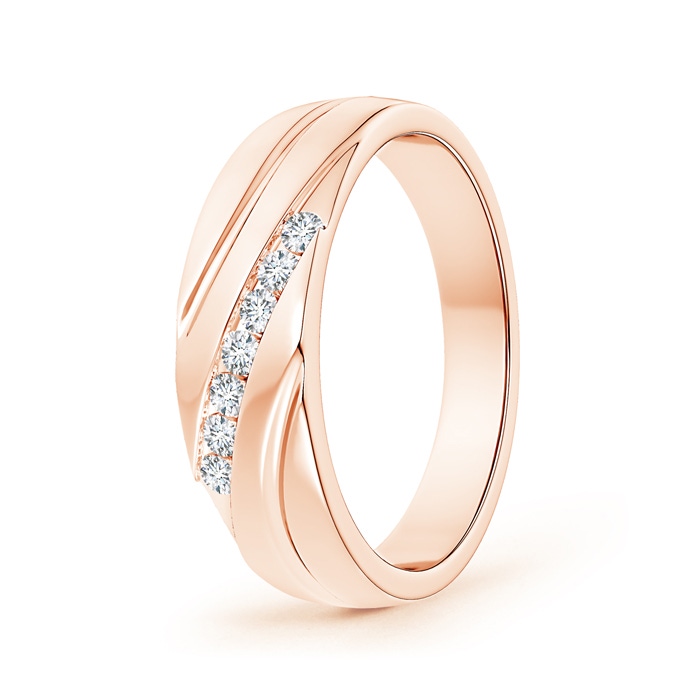 2mm GVS2 Channel-Set Slanted Diamond 7-Stone Wedding Band for Him in Rose Gold