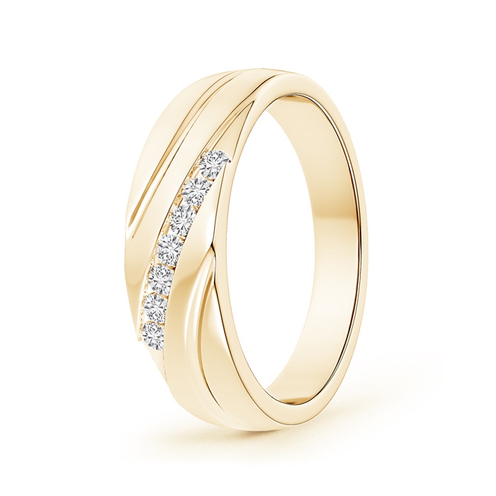 2mm HSI2 Channel-Set Slanted Diamond 7-Stone Wedding Band for Him in Yellow Gold