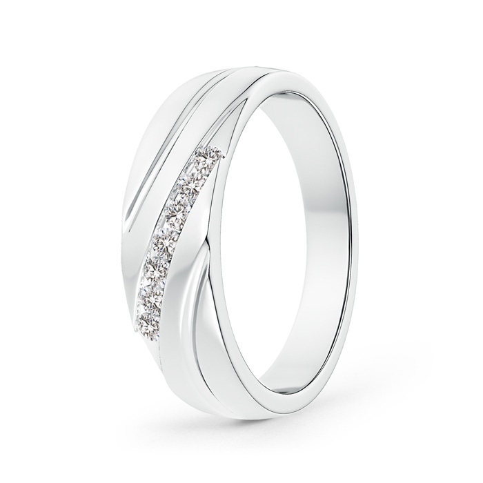 2mm IJI1I2 Channel-Set Slanted Diamond 7-Stone Wedding Band for Him in White Gold 