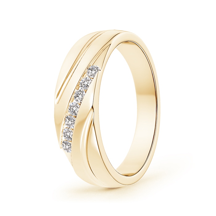 2mm IJI1I2 Channel-Set Slanted Diamond 7-Stone Wedding Band for Him in Yellow Gold 
