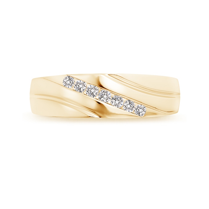 2mm IJI1I2 Channel-Set Slanted Diamond 7-Stone Wedding Band for Him in Yellow Gold side-2