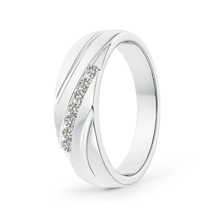 2mm KI3 Channel-Set Slanted Diamond 7-Stone Wedding Band for Him in White Gold 
