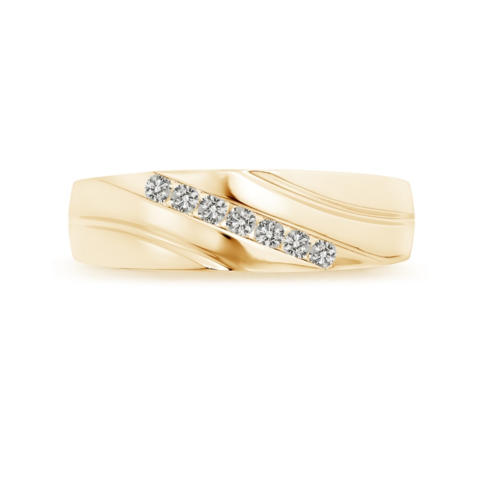 2mm KI3 Channel-Set Slanted Diamond 7-Stone Wedding Band for Him in Yellow Gold side-2