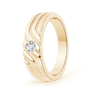 4mm GVS2 Solitaire Diamond Geometric Wedding Band for Him in Yellow Gold
