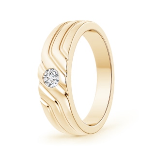 4mm HSI2 Solitaire Diamond Geometric Wedding Band for Him in Yellow Gold