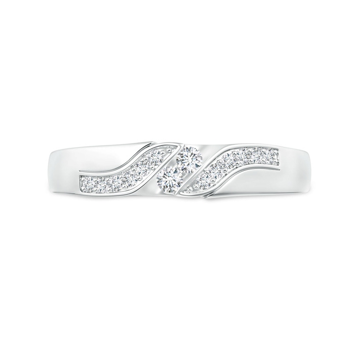 2.3mm GVS2 Diagonal Grooved Diamond Two Stone Wedding Band in White Gold product image