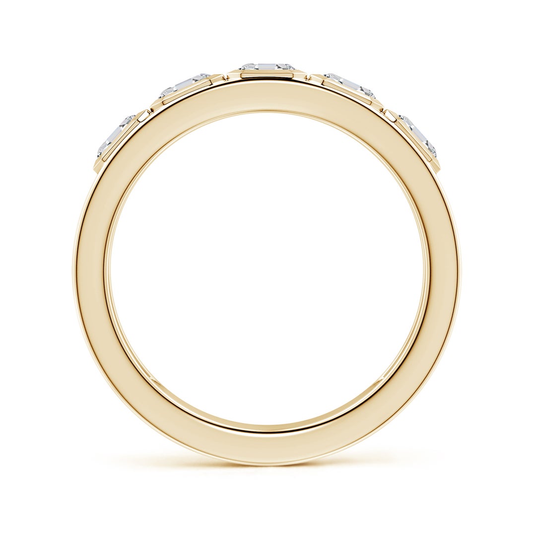 4mm HSI2 Asscher-Cut Diamond men's Semi Eternity Ring in Yellow Gold - side 3