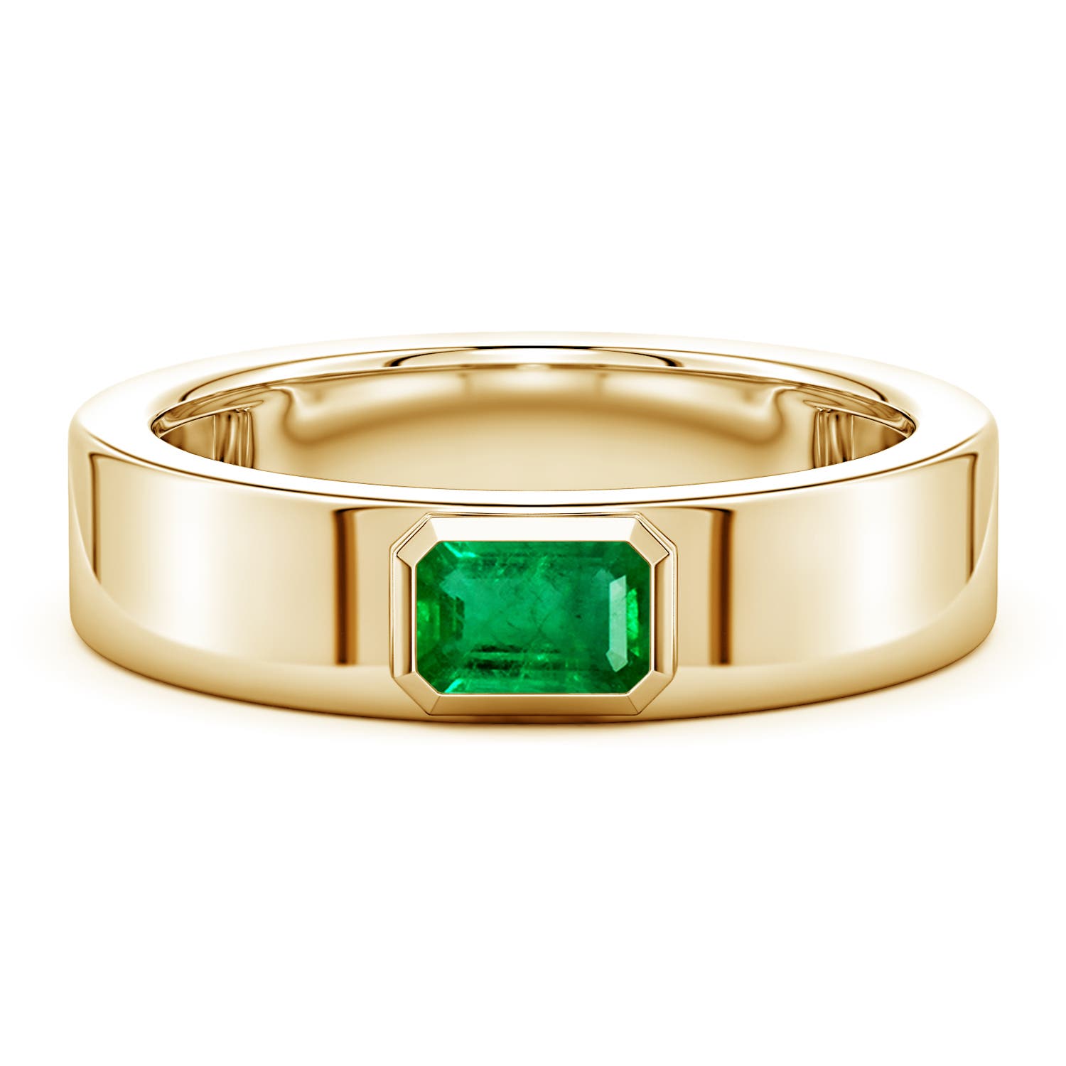 Image Representation of the Band Emerald Cut Emerald Rings