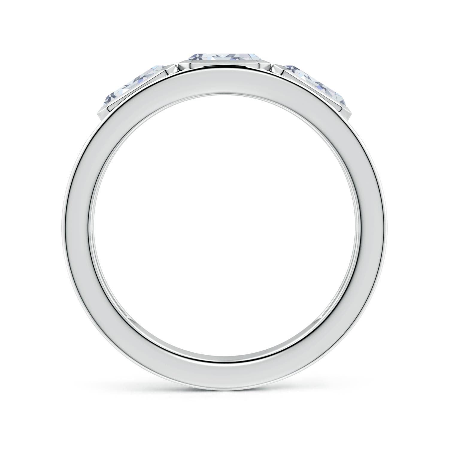 6x4mm HSI2 East-West Emerald-Cut Diamond men's Three Stone Ring in White Gold - side 1