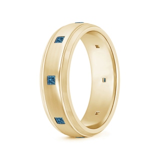 2mm AAA Blue Diamond Low Dome Comfort Fit Wedding Band for Him in 105 9K Yellow Gold