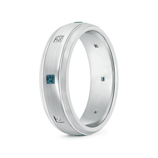 2mm AA White & Blue Diamond Low Dome Comfort Fit Band for Him in 100 10K White Gold