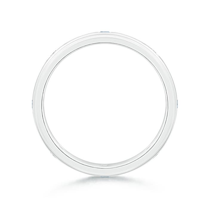 2mm AAA White & Blue Diamond Low Dome Comfort Fit Band for Him in 100 White Gold - side 1