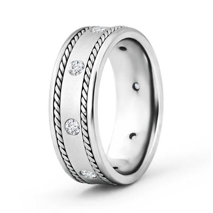 2mm GVS2 Rope Edged Gypsy Set Men's Diamond Wedding Band in 100 P950 Platinum